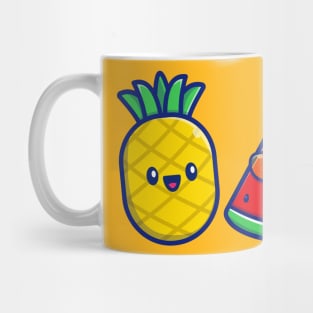 Cute Pineapple with Watermelon Cartoon Mug